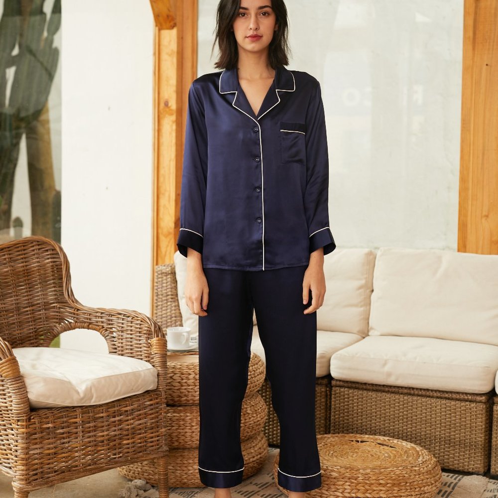 22MM Organic Silk Pajamas Button Down Pant Pet